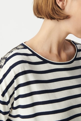 T-shirt oversize - Branco e azul-marinho - IKKS