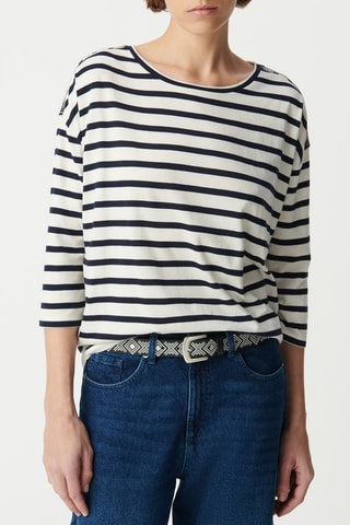 T-shirt oversize - Branco e azul-marinho - IKKS