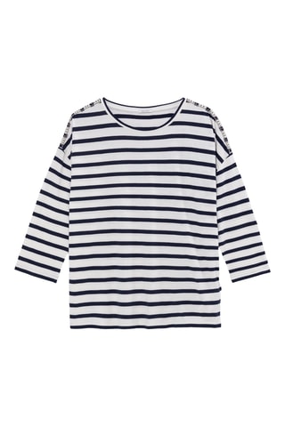 T-shirt oversize - Branco e azul-marinho - IKKS