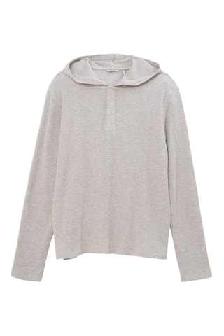 Camisola com capuz em algodão biológico - Cinzento-claro - IKKS