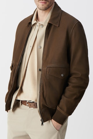 Veste en cuir de veau - Marron - IKKS