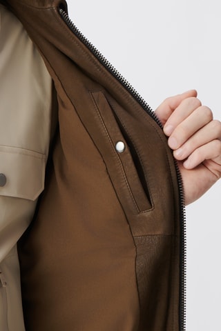 Veste en cuir de veau - Marron - IKKS