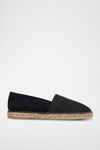 Espadrilles en cuir de chèvre nubuck - Noir - IKKS