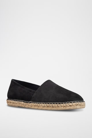 Espadrilles en cuir de chèvre nubuck - Noir - IKKS