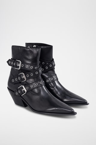 Bottines en cuir de veau - Noir - IKKS