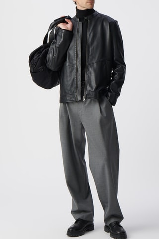 Veste en cuir d’agneau - Noir - IKKS