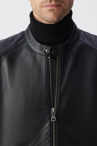 Veste en cuir d’agneau - Noir - IKKS