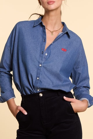 Chemisier en jean - Bleu marine - I.Code