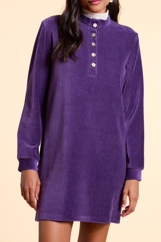 Vestido direito em veludo - Violeta - I.Code