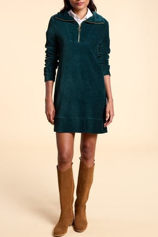 Vestido direito em veludo - Verde-escuro - I.Code