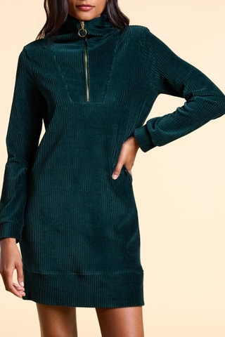 Vestido direito em veludo - Verde-escuro - I.Code