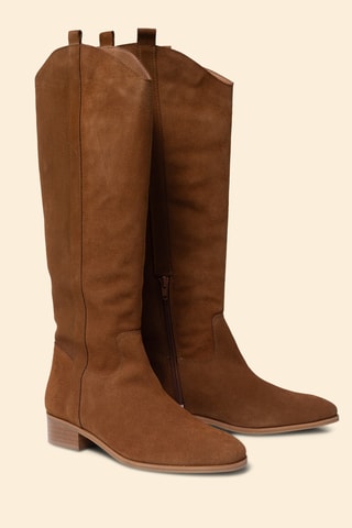 Bottes en cuir de veau nubuck - Camel - I.Code