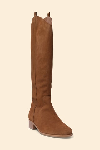 Bottes en cuir de veau nubuck - Camel - I.Code