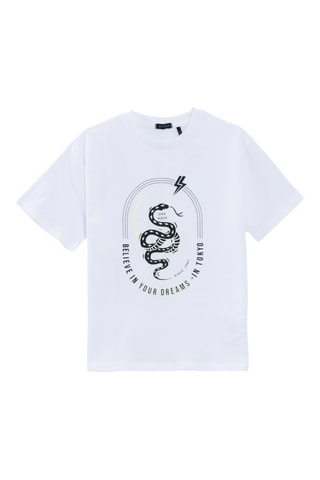 T-shirt em algodão biológico - Branco - IKKS