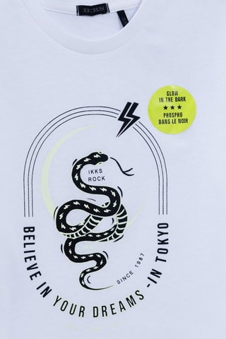 T-shirt em algodão biológico - Branco - IKKS