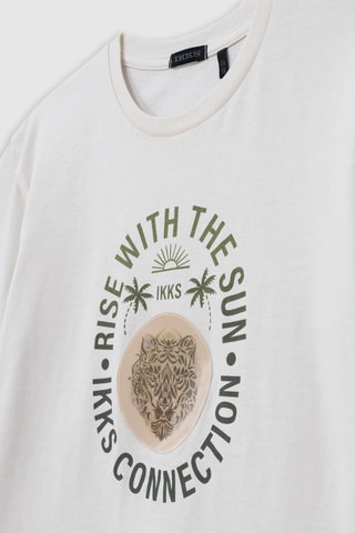 T-shirt em algodão biológico - Cru - IKKS