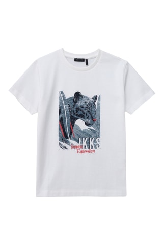 T-shirt em algodão biológico - Branco - IKKS