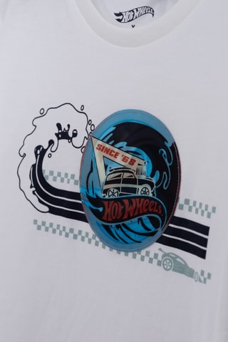 T-shirt em algodão biológico Hot Wheels - Branco - IKKS
