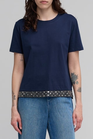 T-shirt em linho - Azul-marinho - IKKS