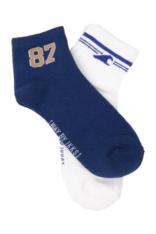 2 paires de chaussettes en coton biologique - Blanc et bleu cobalt - IKKS