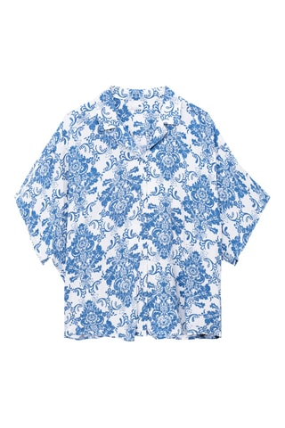 Chemisier oversize- Blanc et bleu cobalt - IKKS