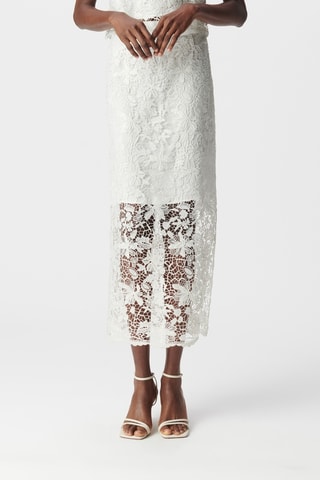 Saia midi em renda - Cru - IKKS