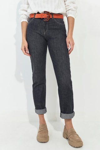 Jean droit 7/8 taille haute - Gris foncé - One Step