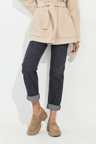 Jean droit 7/8 taille haute - Gris foncé - One Step