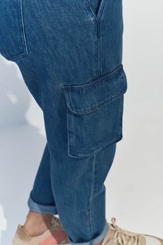 Jean carotte taille haute - Bleu pétrole - One Step