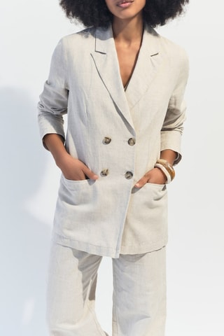 Casaco em linho - Bege ­mesclado One Step