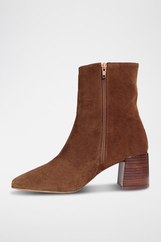 Botins em couro de vitela nobuck - Castanho - One Step