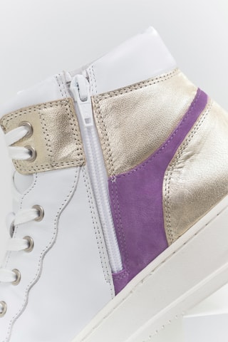 Sapatilhas subidas em couro - Dourado - One Step