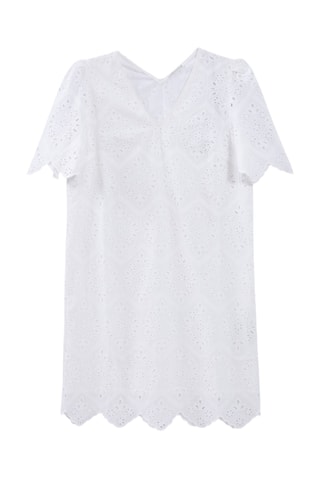 Robe droite en broderie anglaise en coton biologique - Ecru - IKKS