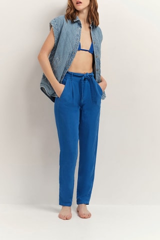 Pantalon carotte 7/8 taille haute - Bleu pétrole - One Step