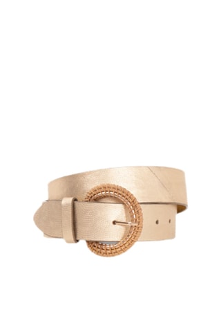 Cinto em couro de vitelo - Dourado - One Step