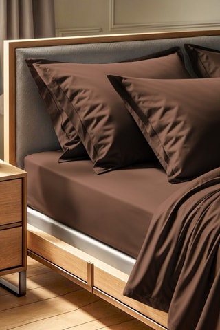 Drap-housse en coton renforcé 155 fils/cm² Tonne Brune - Marron foncé