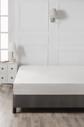 Drap-housse en coton 61 fils/cm² - Blanc