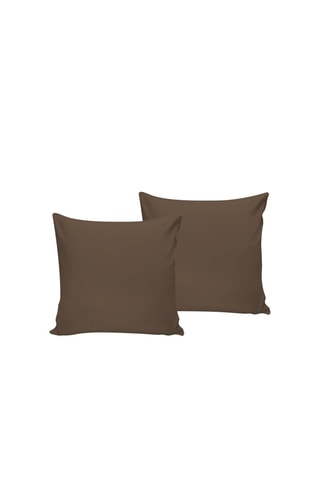 2 taies d'oreiller en coton - 117 g/cm² - Marron