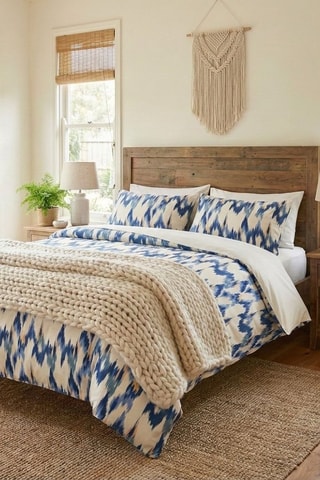 Parure de couette en coton - 57 fils/cm² - Bleu