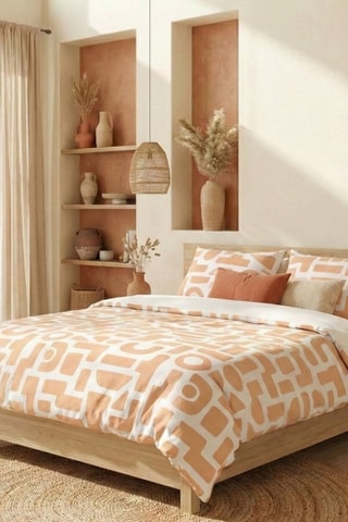 Parure de couette en coton - 57 fils/cm² - Orange