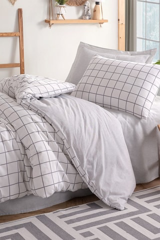 Parure de couette en coton 48 fils/cm² Artus - Blanc et gris