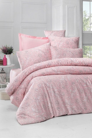 Parure de couette en coton - Rose et blanc