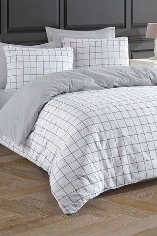 Parure de couette en coton 48 fils/cm² Artus - Blanc et gris