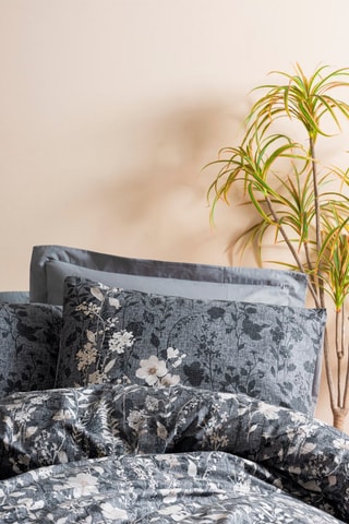 Parure de couette en coton 57 fils/cm² Comely -  Gris et blanc