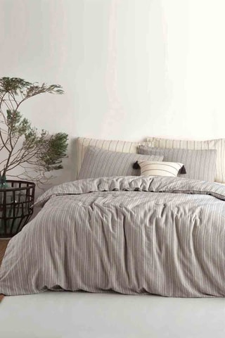 Parure de couette en coton 50 fils/cm² - Gris et beige