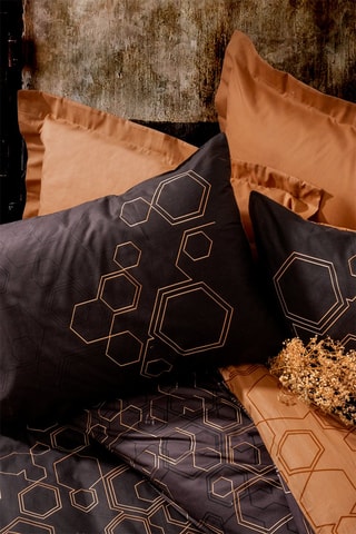 Parure de couette en coton 57 fils/cm² Dawn - Noir et orange