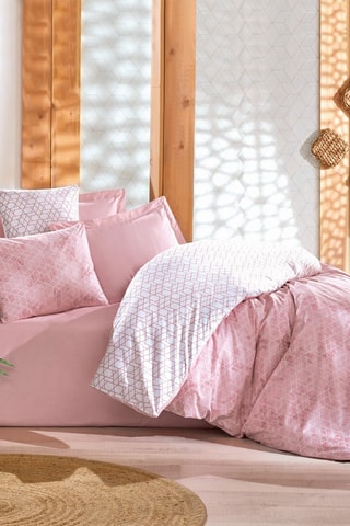 Parure de couette en coton renforcé 57 fils/cm² Best - Rose