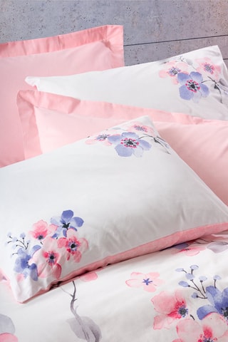 Parure de couette en coton 57 fils/cm² Jayda - Blanc et rose
