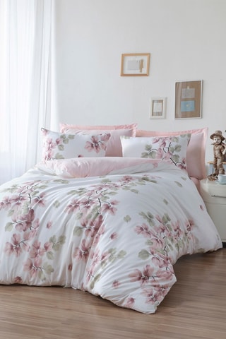 Parure de couette Spring - Blanc et rose