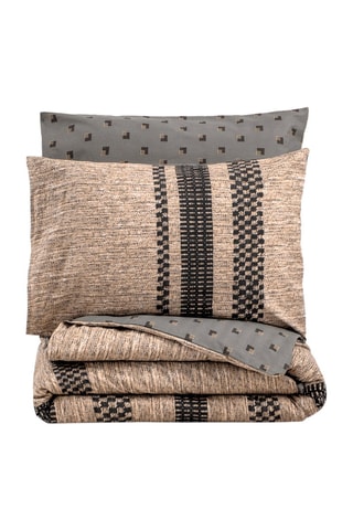 Parure de lit en coton 57 fils/cm² Arlo - Marron et noir